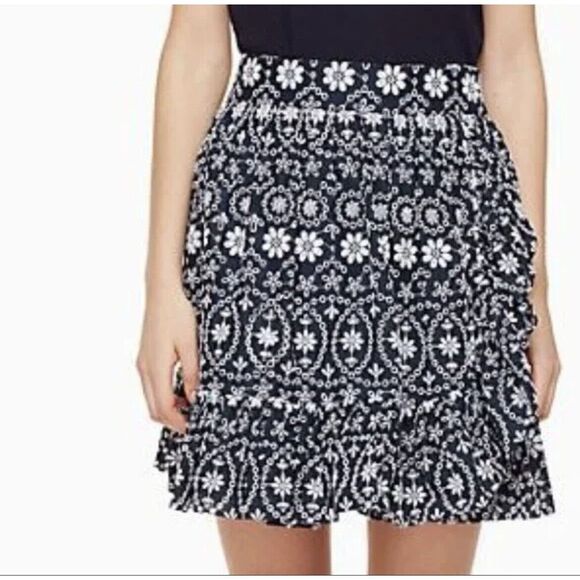 Kate Spade Eyelet Wrap Skirt - Size 4 - Navy Blue/White - Picture 1 of 10